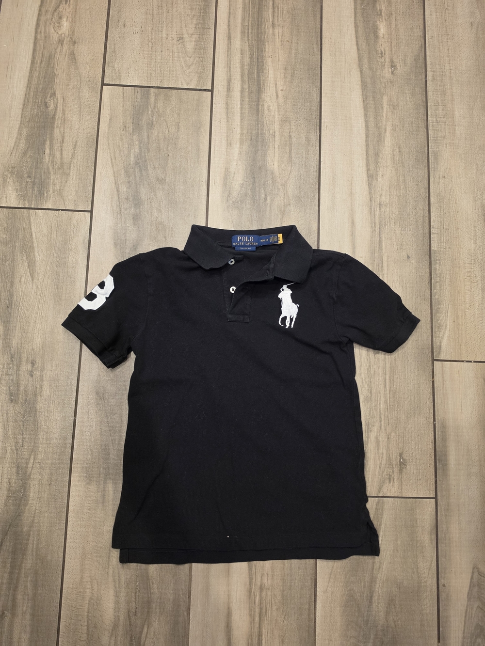 Polo by Ralph Lauren Black Polo with White Pony & Sleeve Number